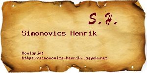 Simonovics Henrik névjegykártya
